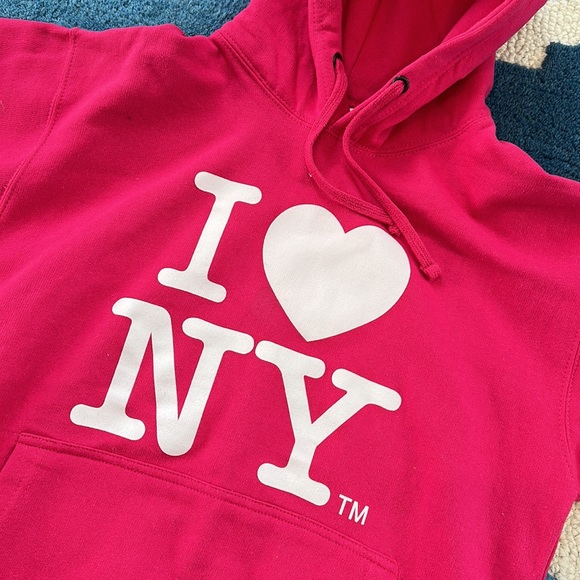 I LOVE NY Size S~ Hoodie Official Sweatshirt Hot Pink Top Shirt ~NYC - Picture 2 of 8
